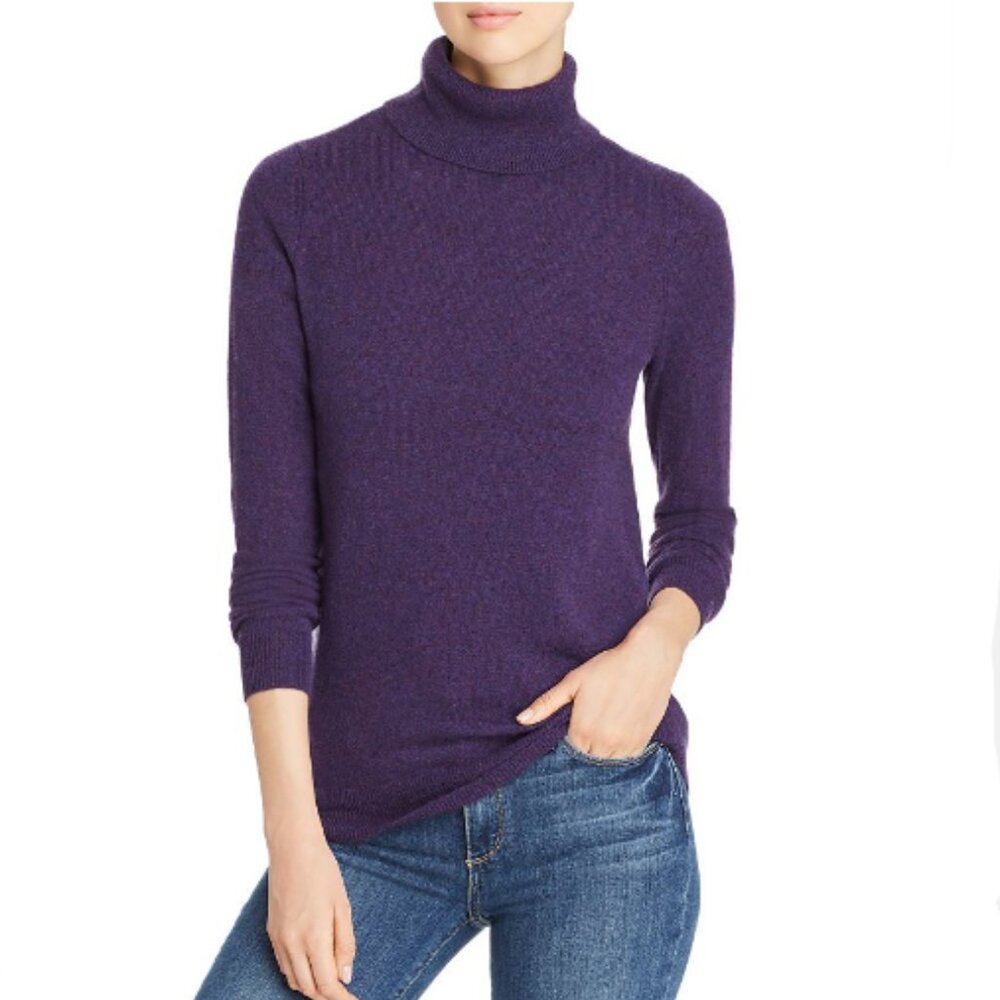 NWT C By Bloomingdales Cashmere Turtleneck Sweater - Marled Plum